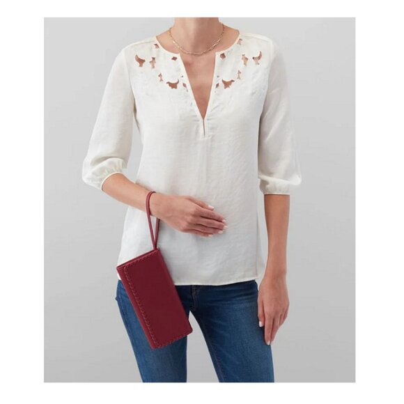 HOBO Era Wristlet Leather Clutch Wallet in Sangria - Picture 5 of 15